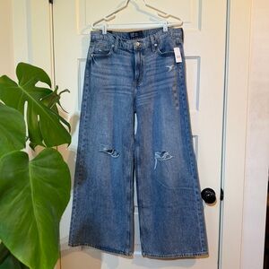GAP Wide Leg High-Rise Distressed Baggy Jeans in Medium Blue